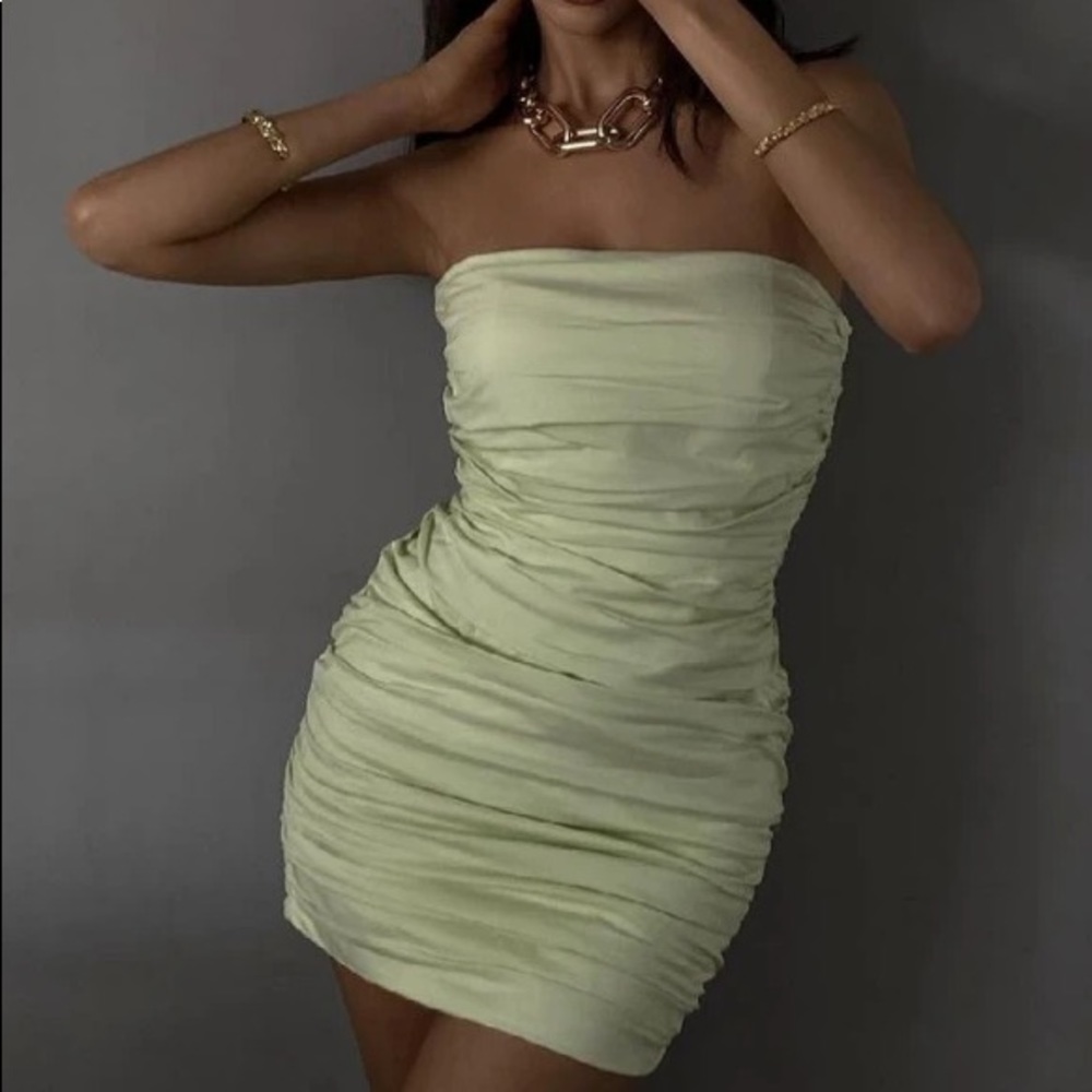 Meshki Selita Bandeau Ruched Mini Dress